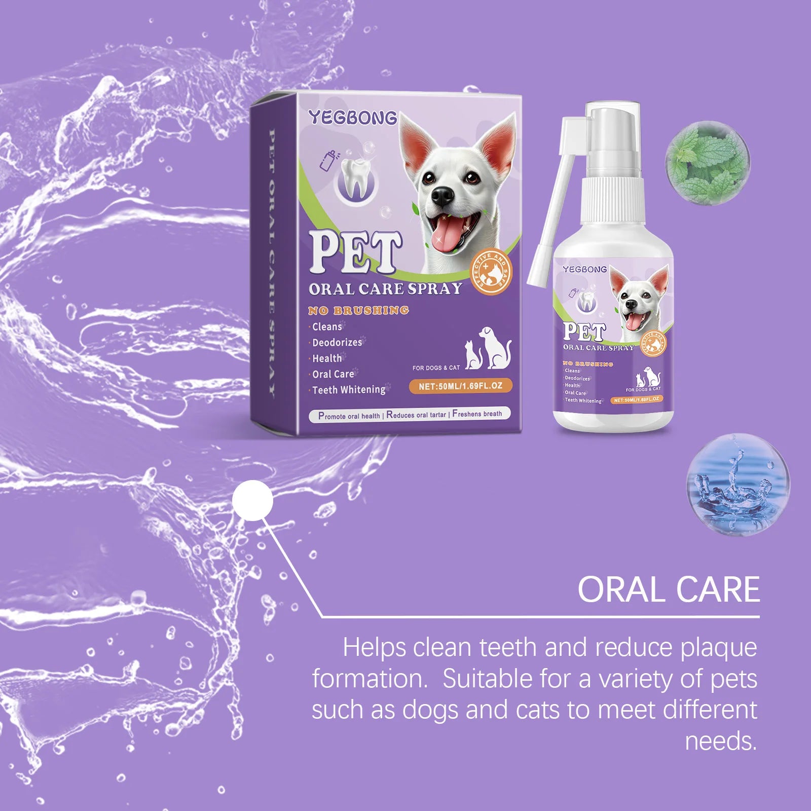 Dog and Cat Dental Cleaning Spray – Removes Tartar Freshens Breath and Prevents Calculus | ZenPawsShop