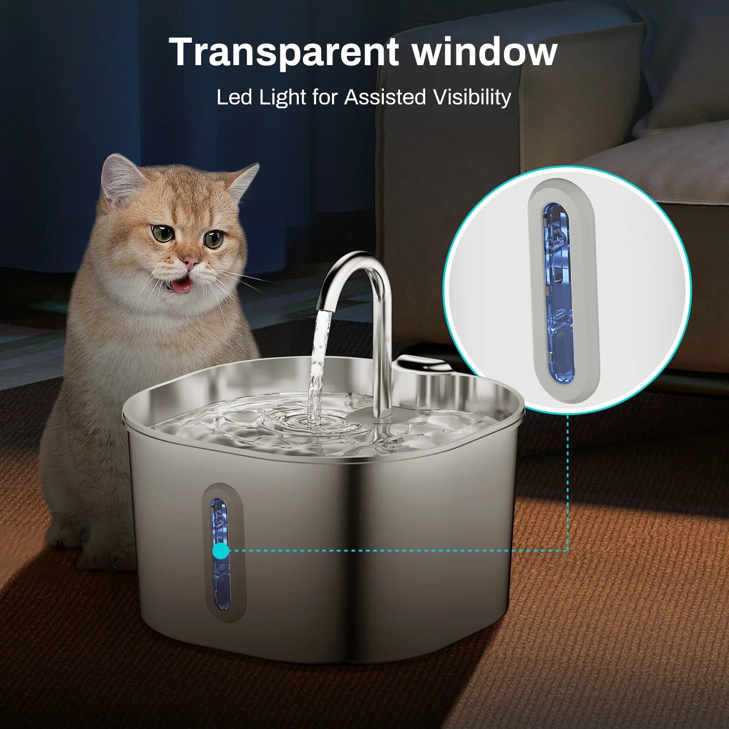Automatic Pet Water Fountain – 2.2L Stainless Steel Silent Pump with Filter | ZenPawsShop