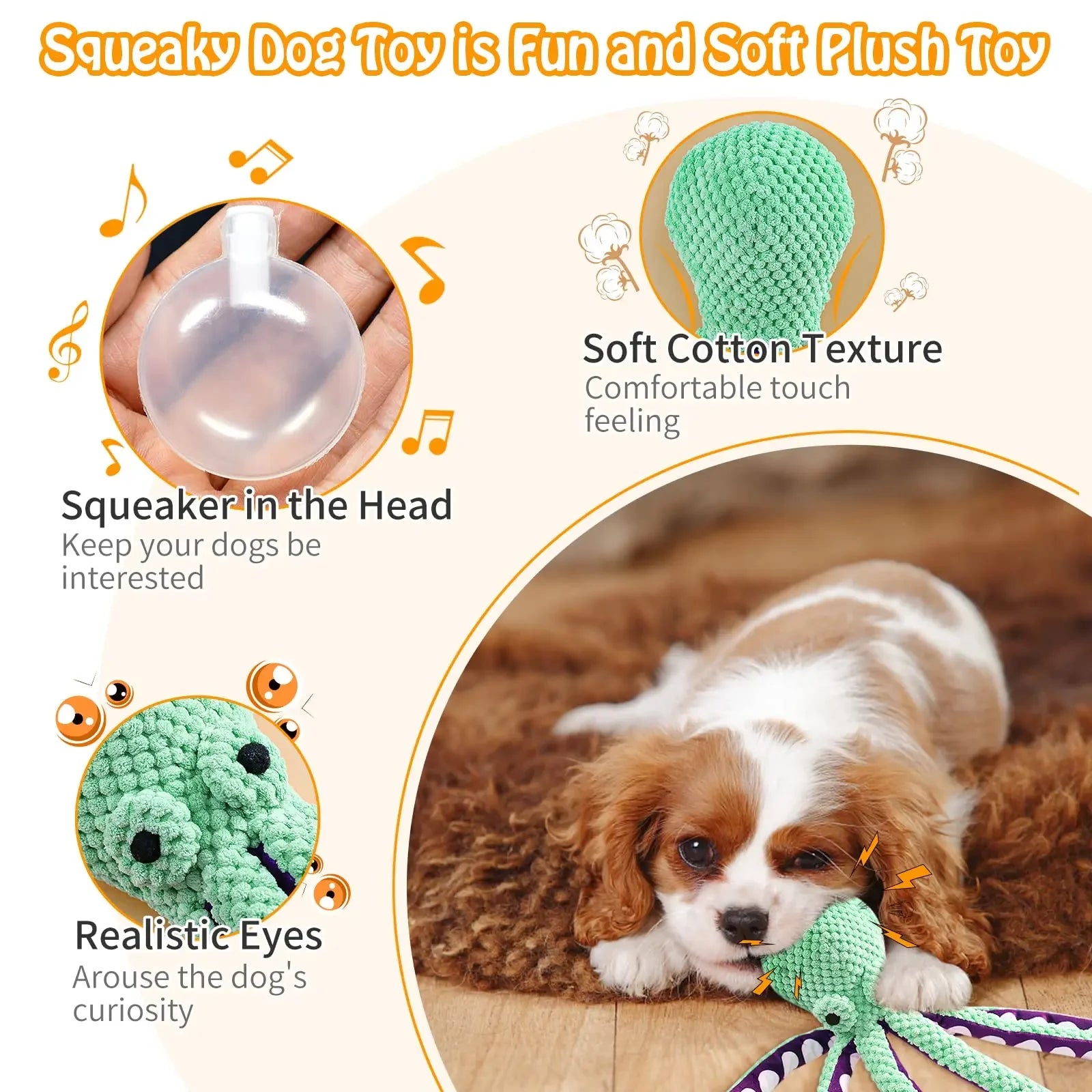 Dog Plush Octopus Chew Toy – Squeaky Interactive Teeth Cleaning Toy | ZenPawsShop