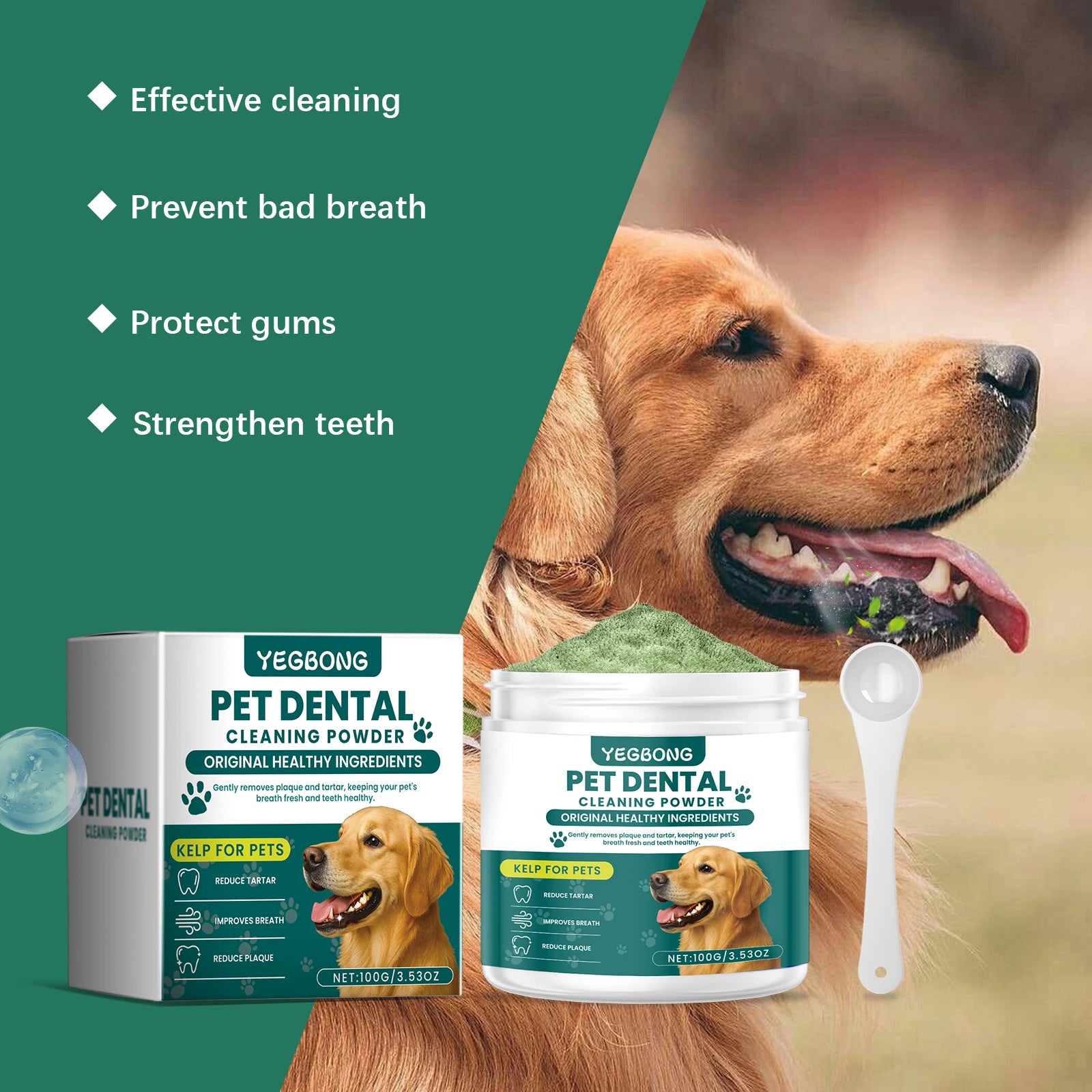 Dog Dental Powder – Removes Tartar and Freshens Breath for Healthy Gums | ZenPawsShop
