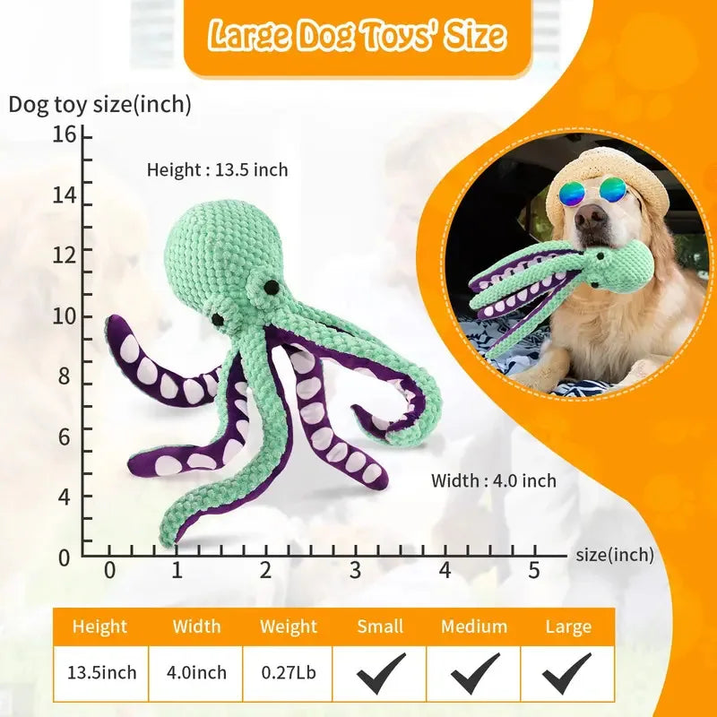 Dog Plush Octopus Chew Toy – Squeaky Interactive Teeth Cleaning Toy | ZenPawsShop