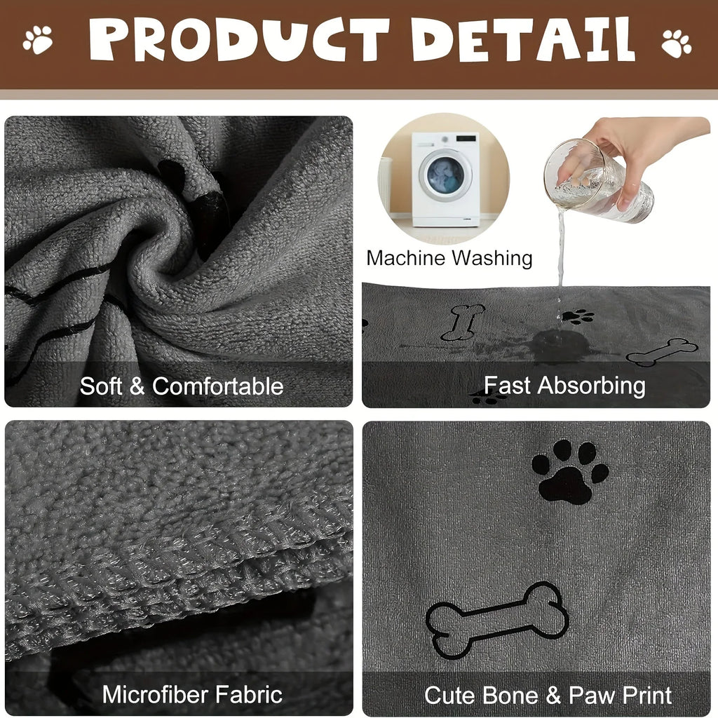Dog Microfiber Bath Towel – Quick-Drying Super Absorbent Pet Bath Towel | ZenPawsShop