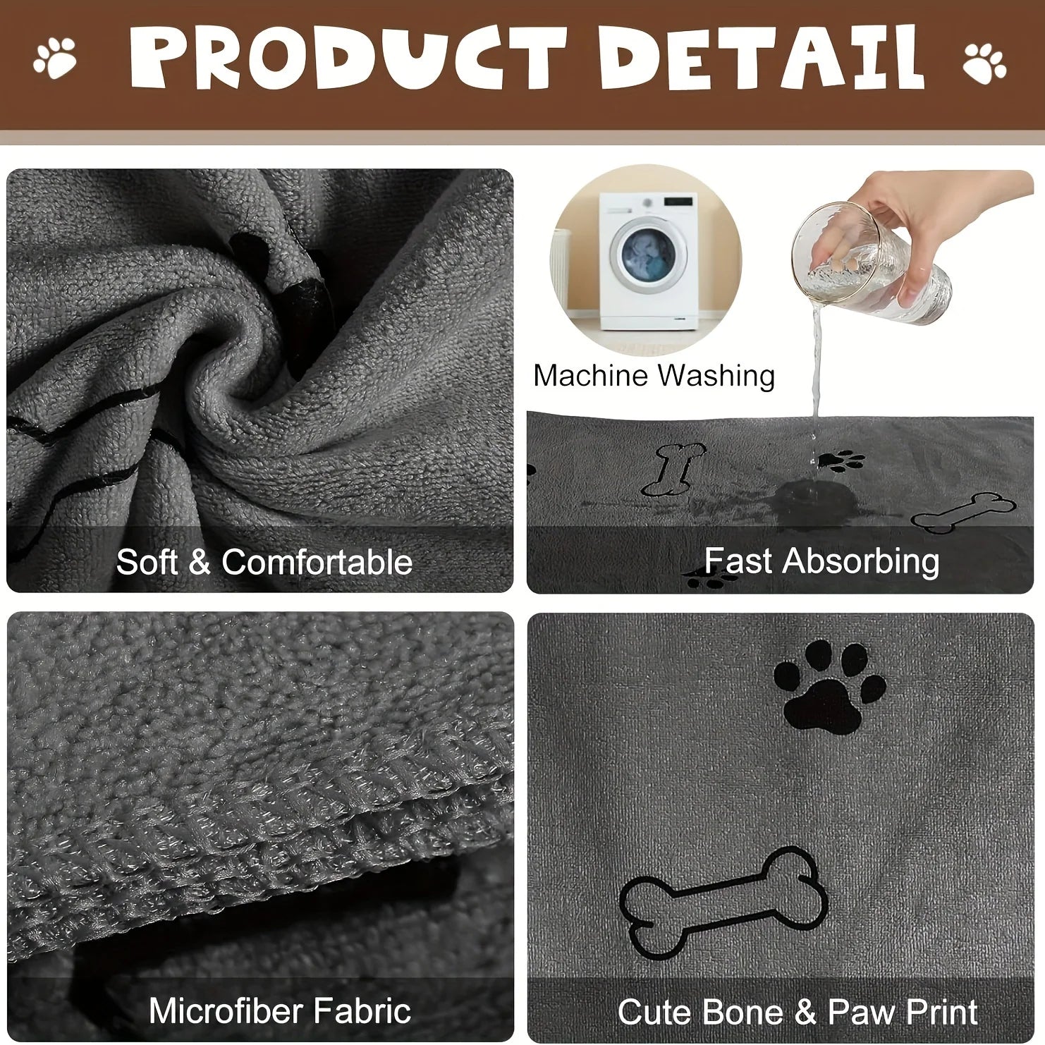 Dog Microfiber Bath Towel – Quick-Drying Super Absorbent Pet Bath Towel | ZenPawsShop