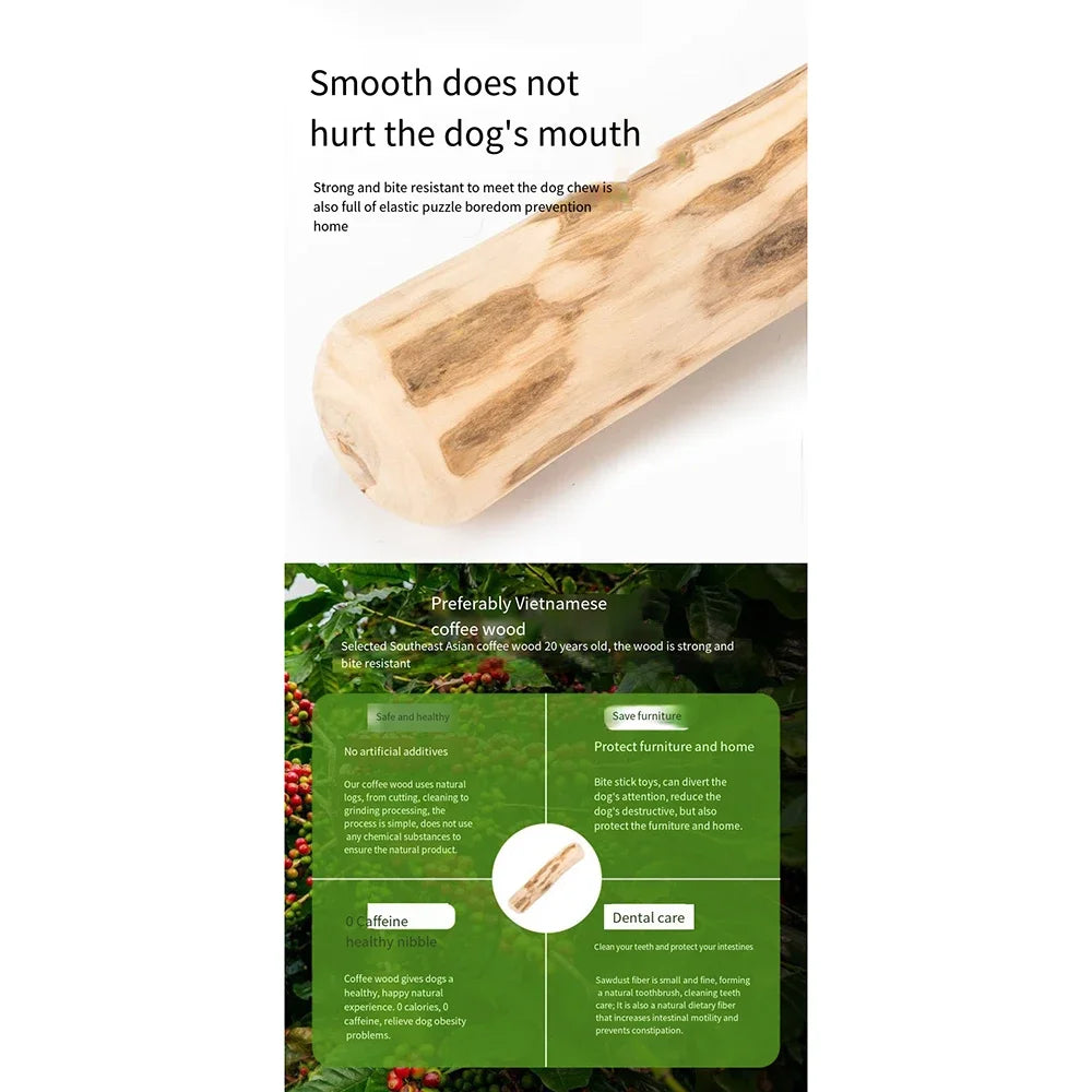 Dog Wooden Chew Toy – Natural Coffee Wood Stick for Dental Health | ZenPawsShop
