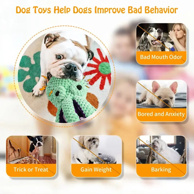 Dog Plush Octopus Chew Toy – Squeaky Interactive Teeth Cleaning Toy | ZenPawsShop