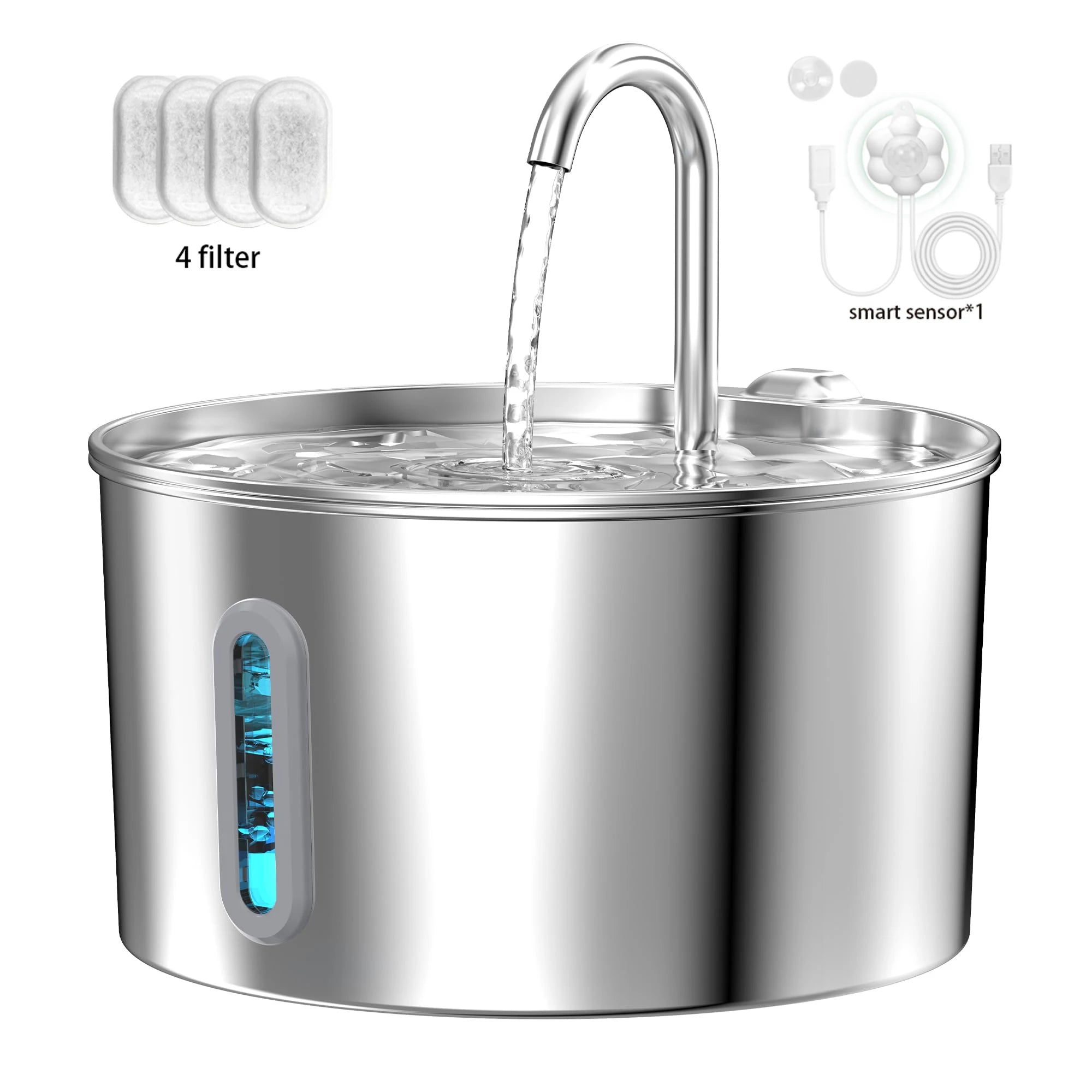 Automatic Pet Water Fountain – 2.2L Stainless Steel Silent Pump with Filter | ZenPawsShop