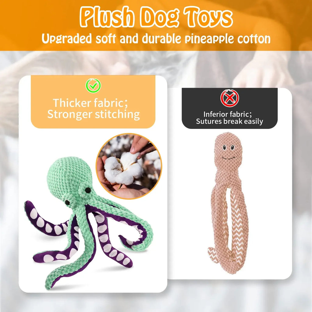 Dog Plush Octopus Chew Toy – Squeaky Interactive Teeth Cleaning Toy | ZenPawsShop