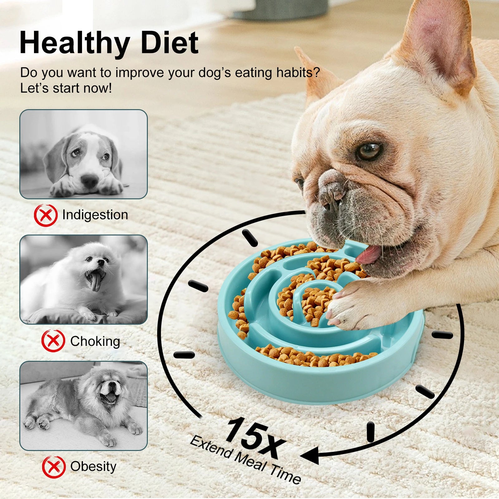 Dog Slow Feeder Bowl – Anti-Bloat Non-Slip Puzzle Dish for All Breeds | ZenPawsShop