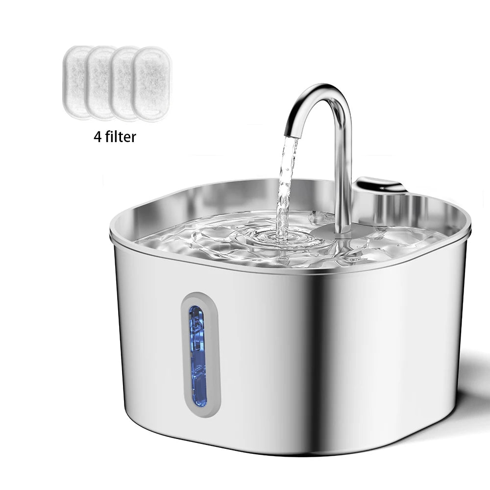 Automatic Pet Water Fountain – 2.2L Stainless Steel Silent Pump with Filter | ZenPawsShop